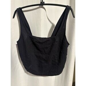 Habitual Black Crop Boned Wide Strap Cinched Back  Tank Top Size Med Nwt